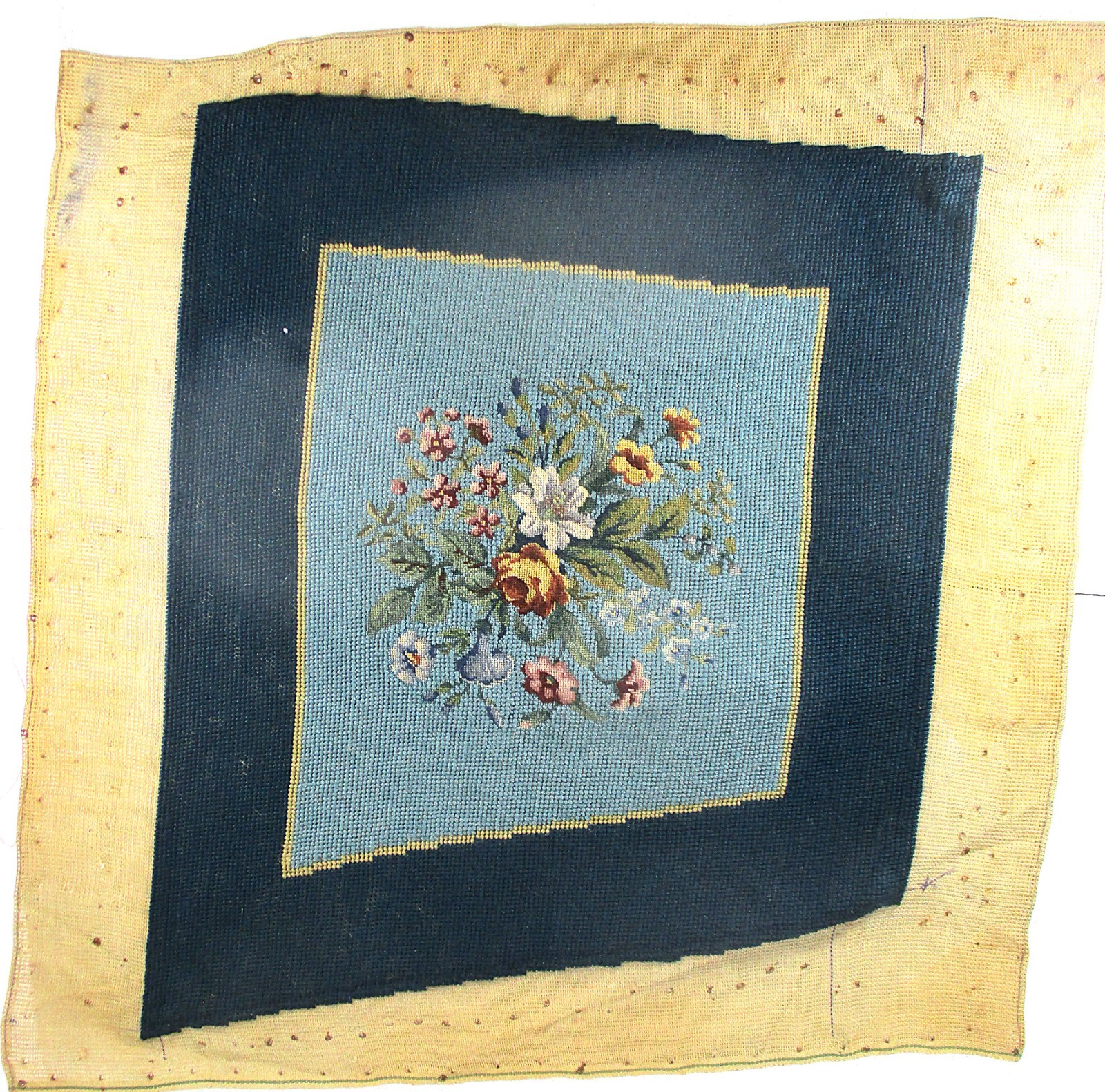 EARLY 20TH C PETIT POINT FLORAL EMBROIDERY CHAIR #10, FINE & READY TO APPLY