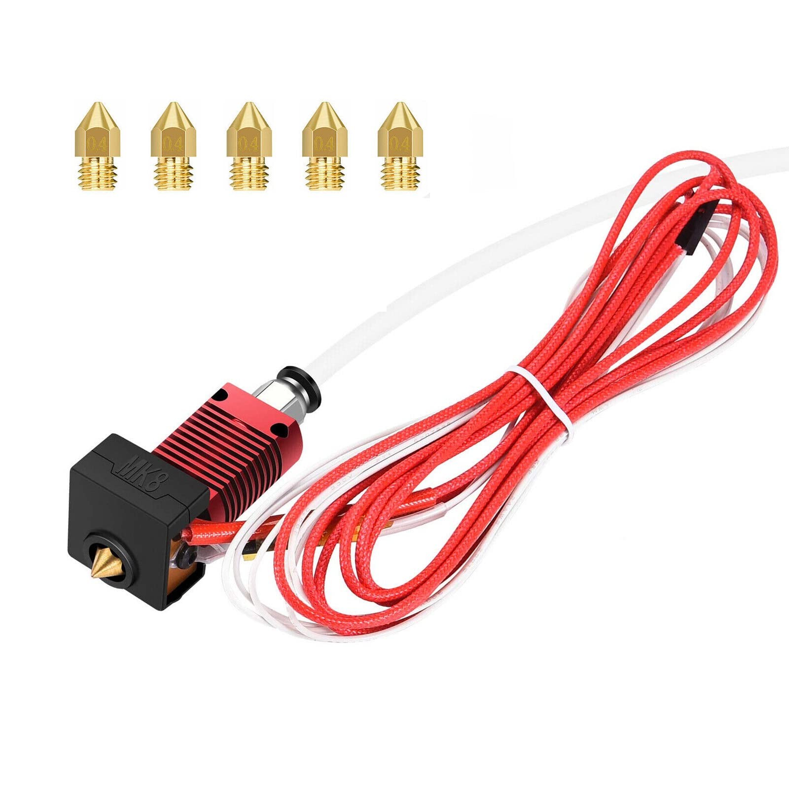 Extruder Heater Hot End Kit, Assembled MK8 end Kit with 0.4mm...
