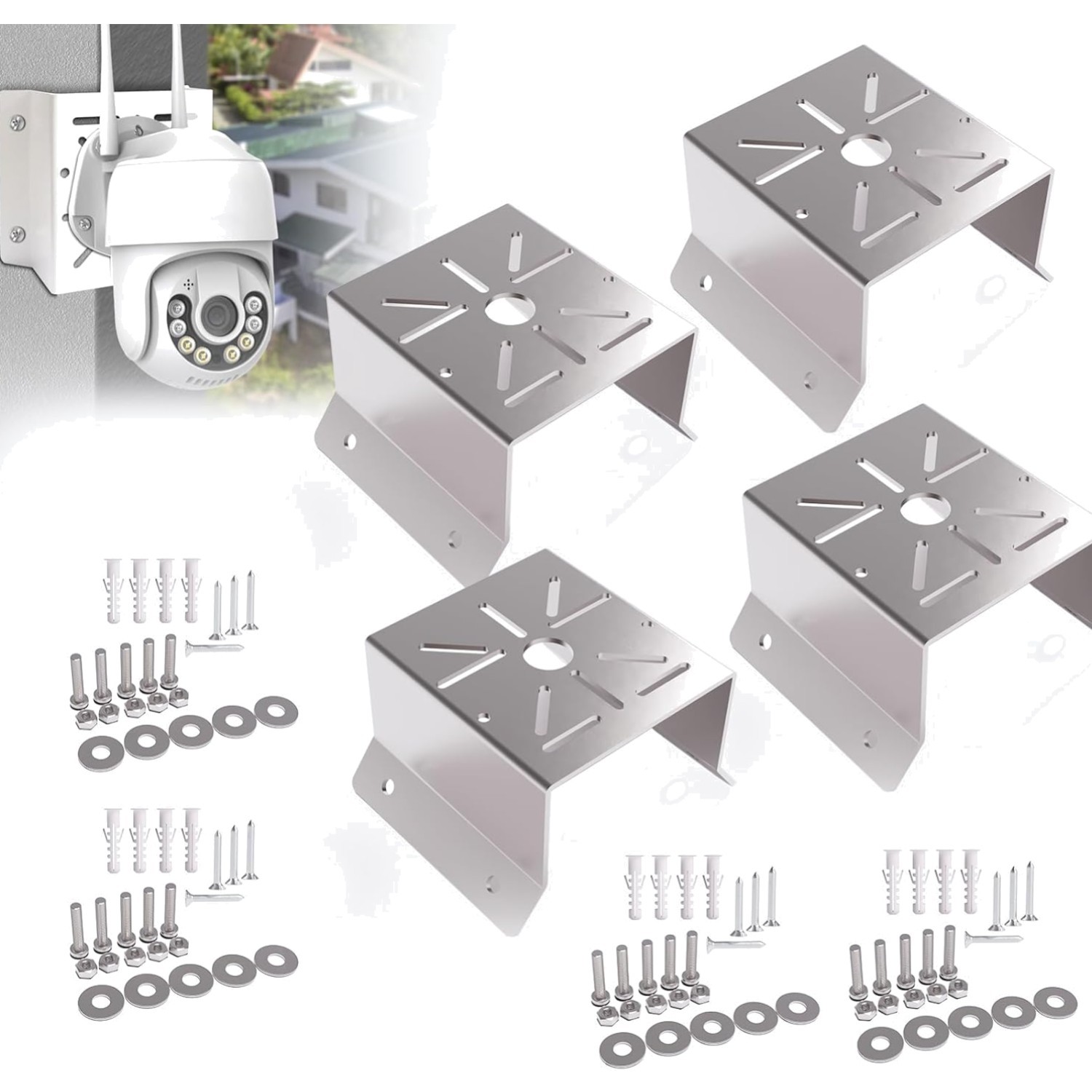 GZQIUYI Security Camera Corner Mount Stainless Steel Bracket 4 Pack