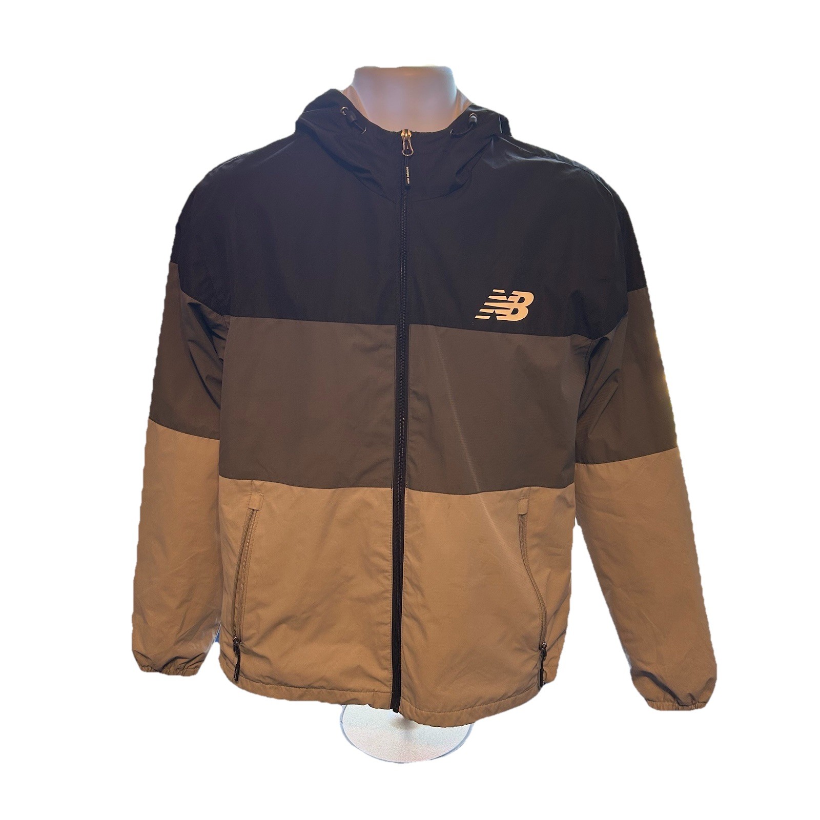 New Balance Full Zip Pullover Jacket Hood Adult Small Color Block Running Gray