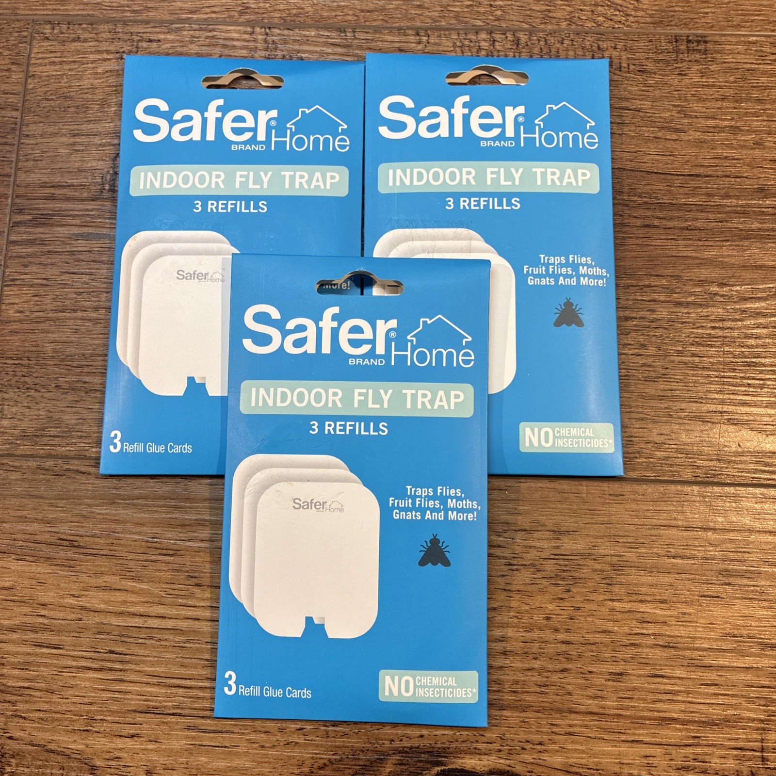 Lot of 3 Safer Home Indoor Fly Traps 9 Total Refill Glue Cards Indoor