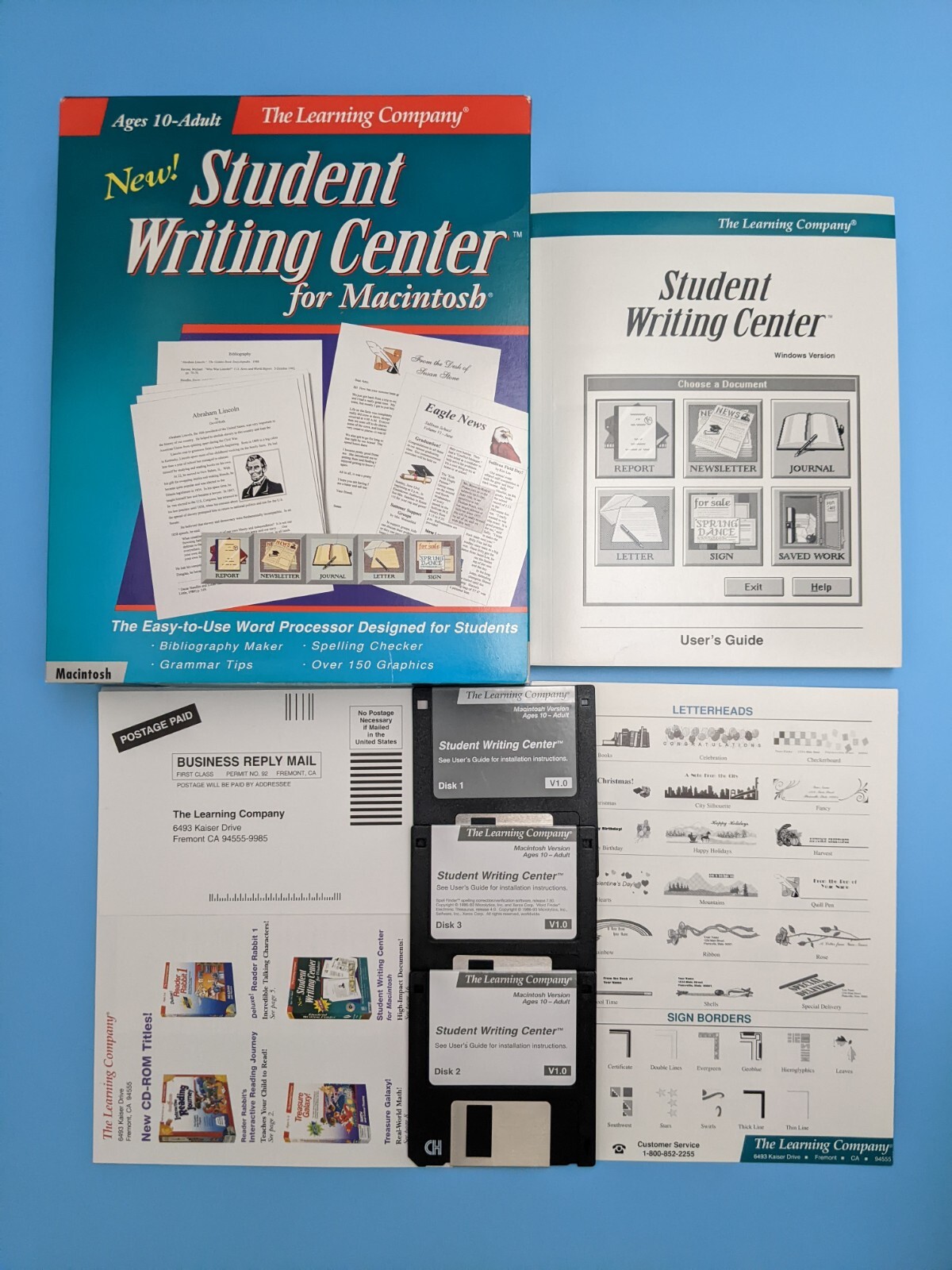 Student Writing Center Version 1.0: 3.5” Disk Software / Vintage Macintosh 1995