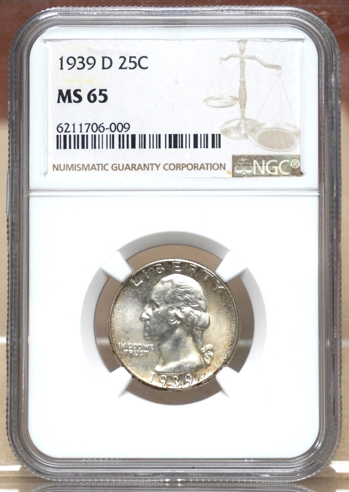1939-D WASHINGTON QUARTER NGC MS65 706009