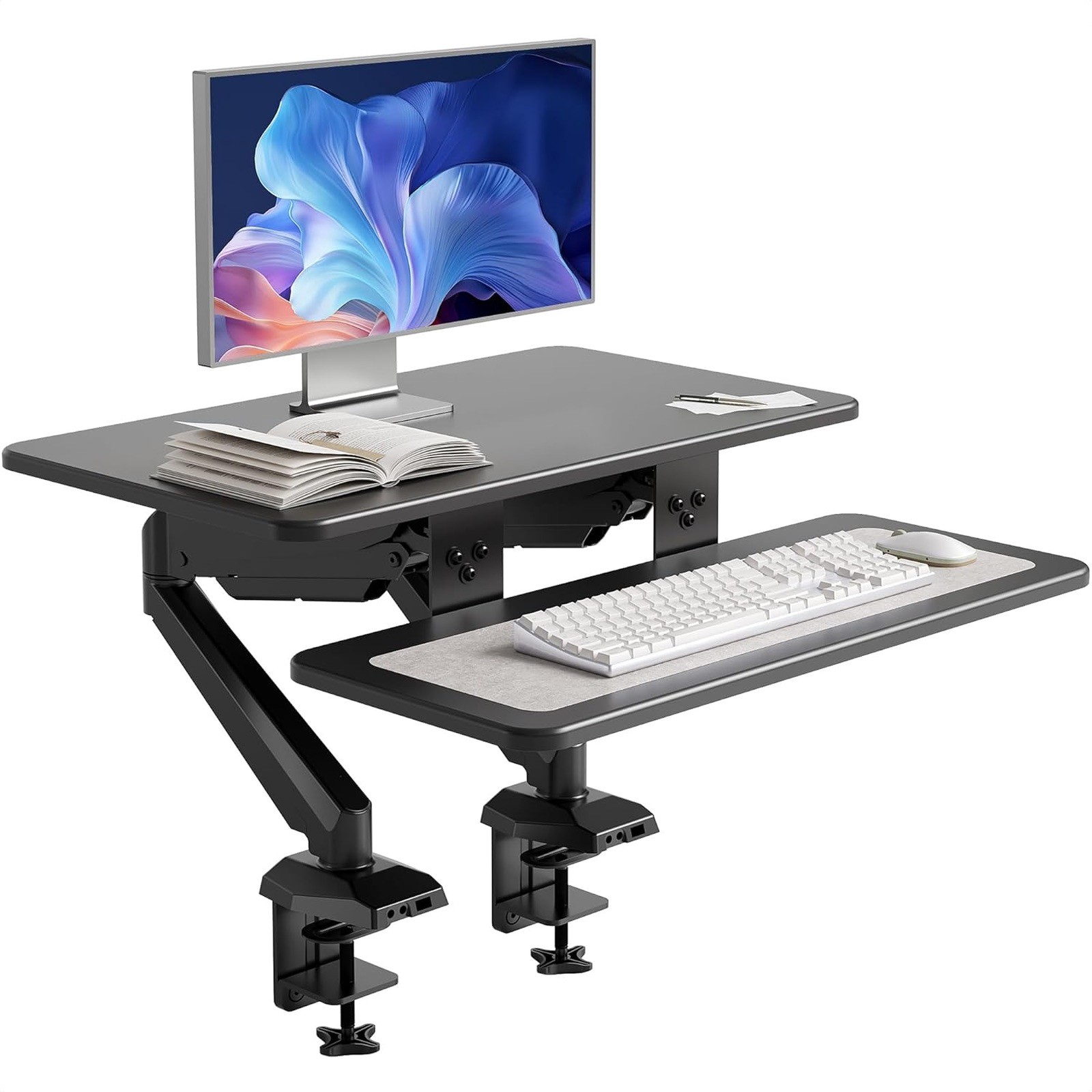 Claiks 24" Space-Saving Height-Adjustable Ergonomic Desk Sit-Stand Workstation