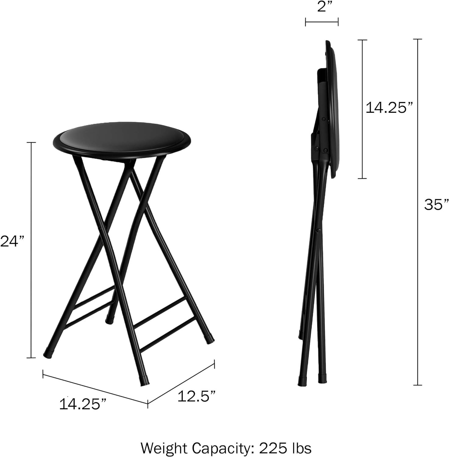 Lavish Home Folding Stool - Backless 24-Inch Stool with 225Lb Capacity for Ki...
