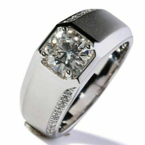 2.22 Ct Round Simulated Diamond Wedding Men's Band Ring Gift 925 Sterling Silver