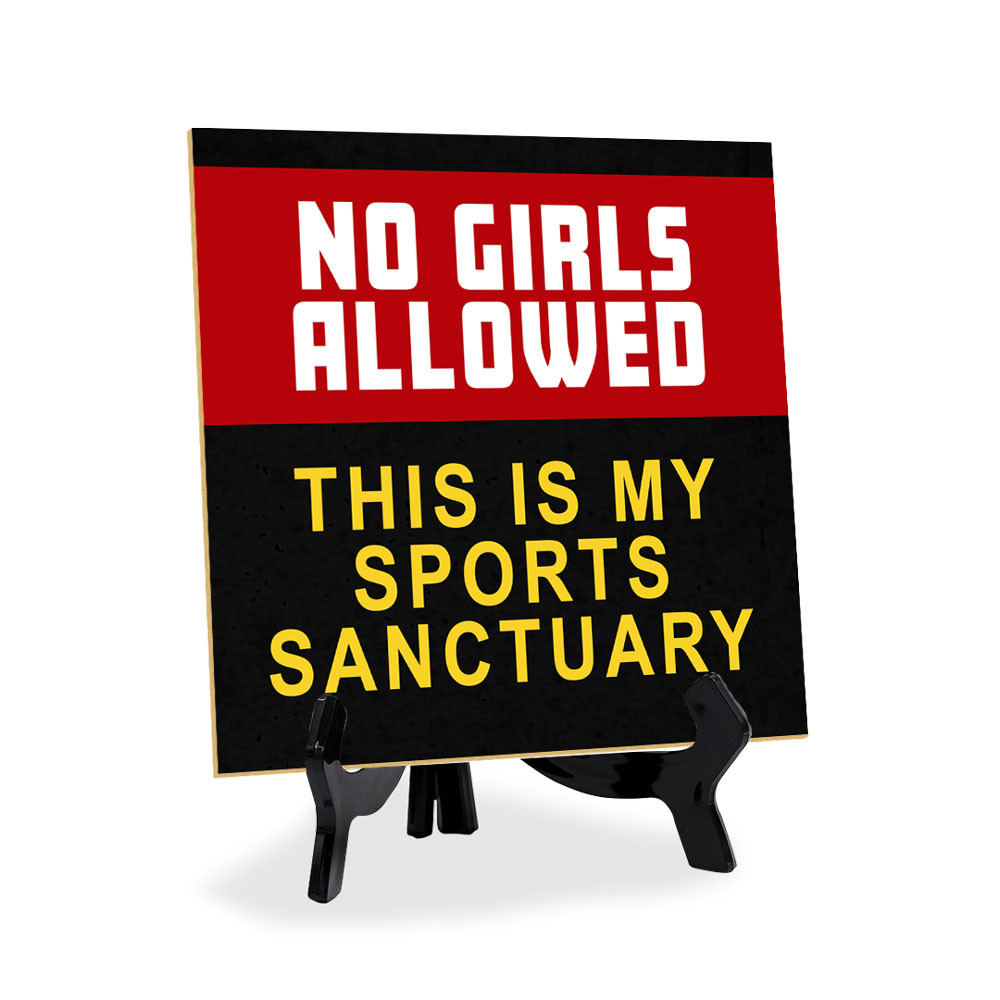 Funny Sports Decor 5"x 5" Square Table Sign With Acrylic Easel