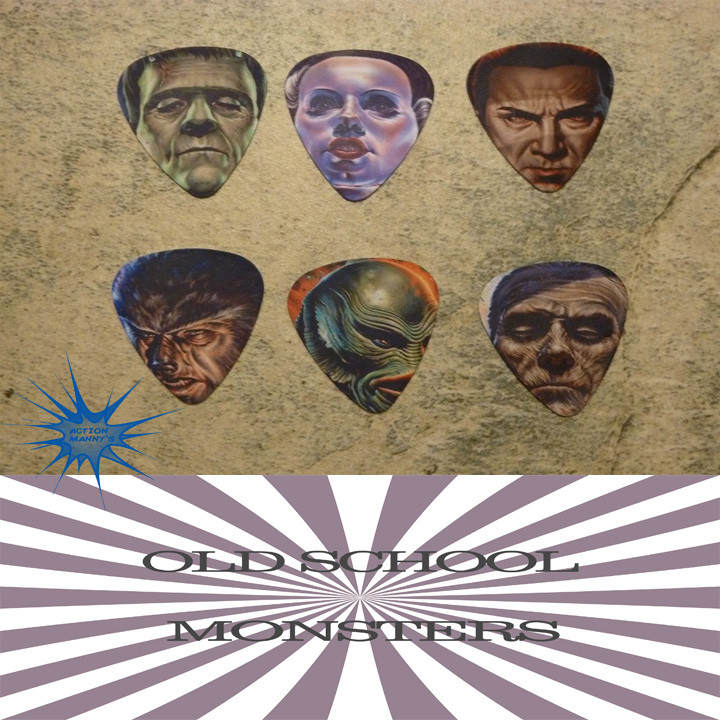 Old School Monsters Character SINGLE SIDED PICTURE GUITAR PICKS Set of 6