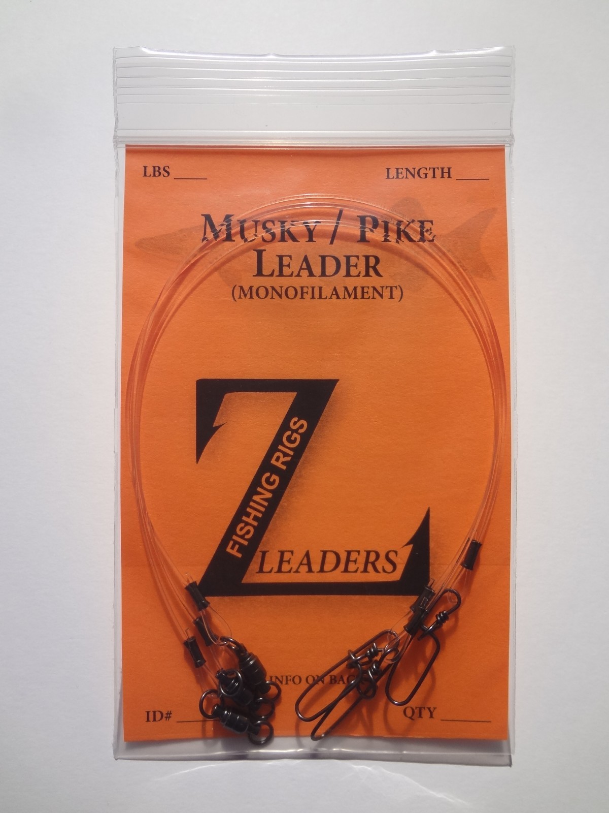 (3-Pack) MUSKY / PIKE CLEAR MONOFILAMENT LEADERS (BEARING SWIVEL) MUSKIE LEADER