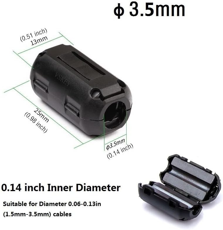 3mm Inner Diameter Noise Filter Clips - 10pcs for Enhanced Audio & Data Clarity