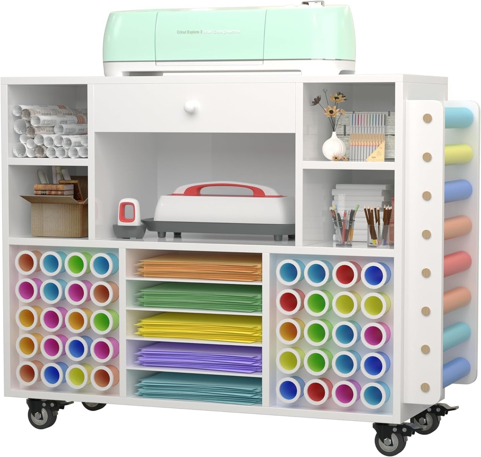 Craft organization and storage Cart Compatible with Cricut Machine, Rolling C...