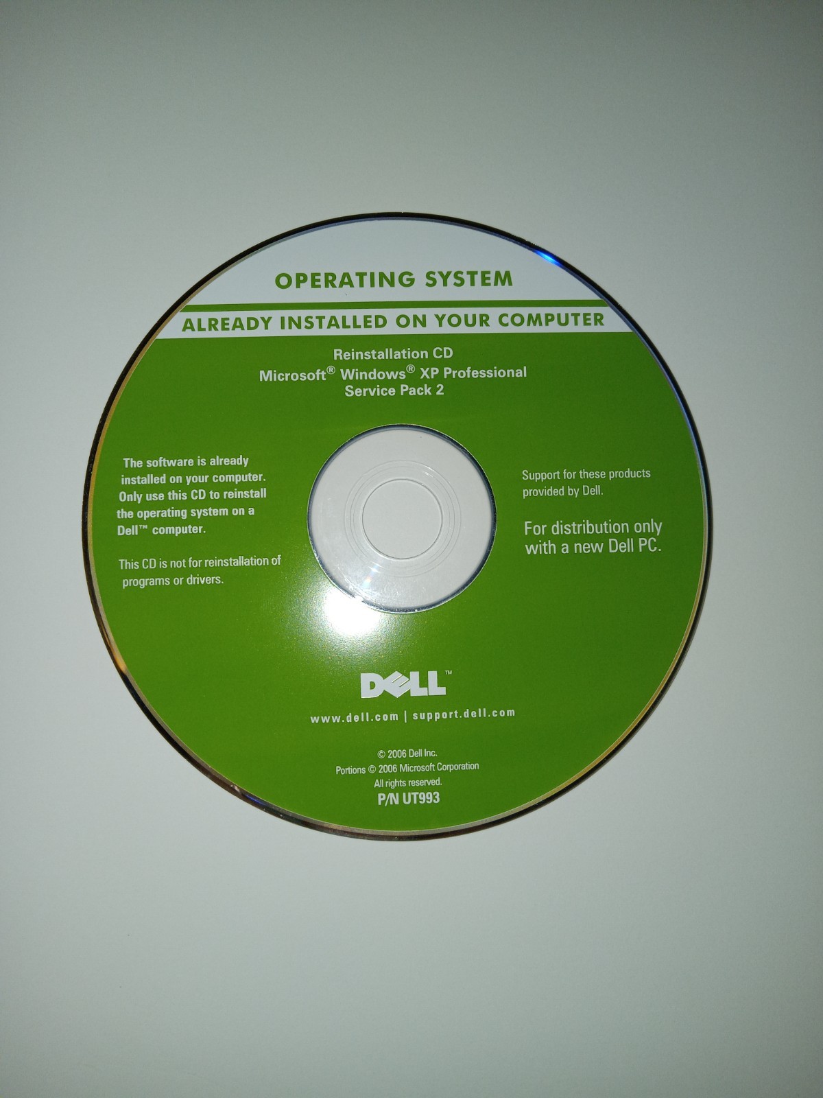 OEM Dell Windows XP Professional SP2 Reinstallation CD