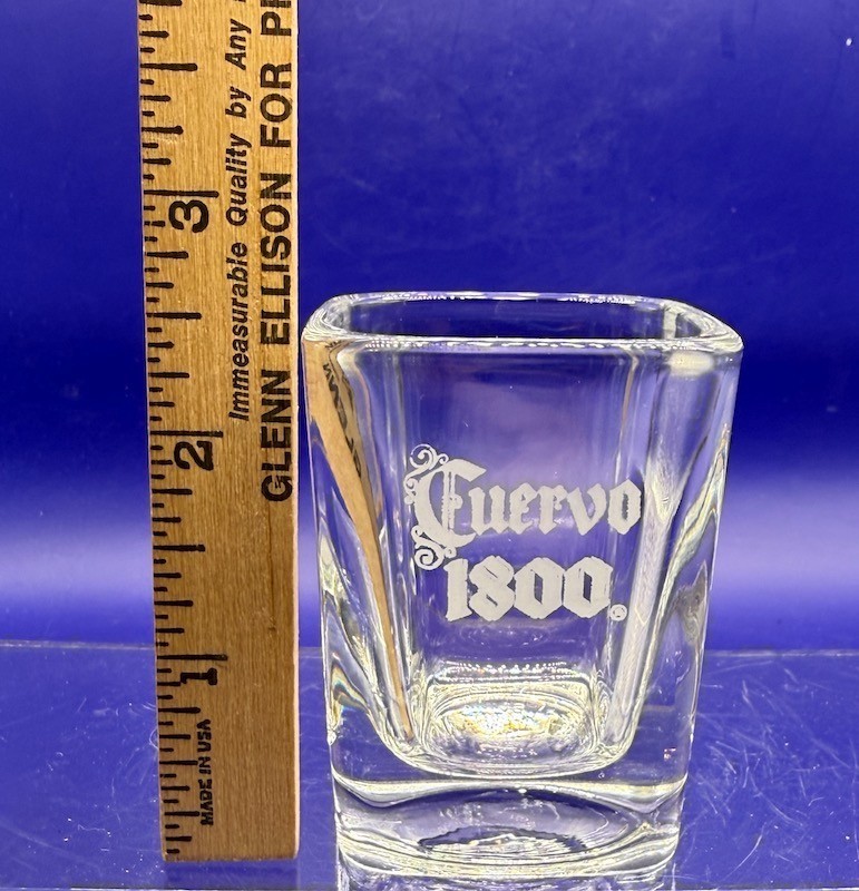 Classic Square Cuervo 1800 Official Shot Glass Heavy Glass Etched Logo