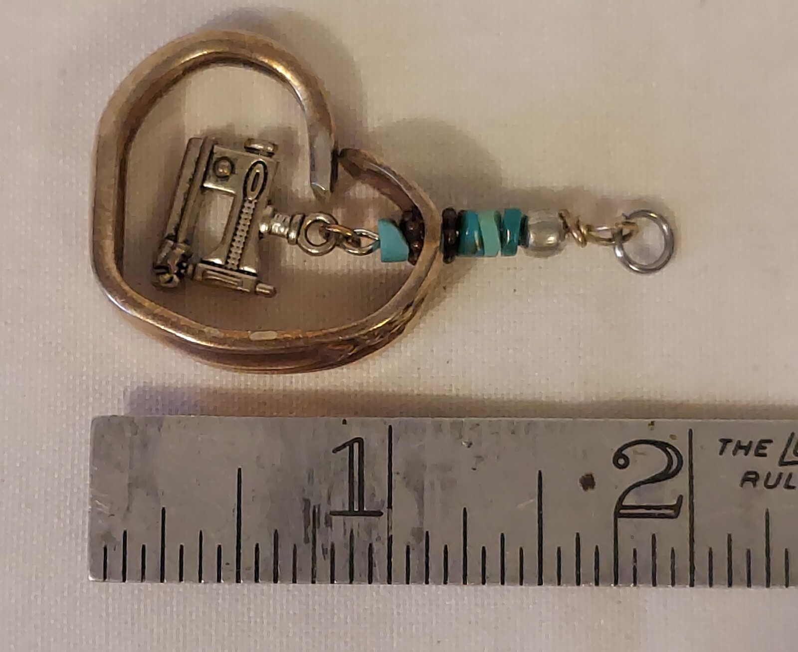 Handmade Spoon Handle Pendant With Sewing Machine Charm