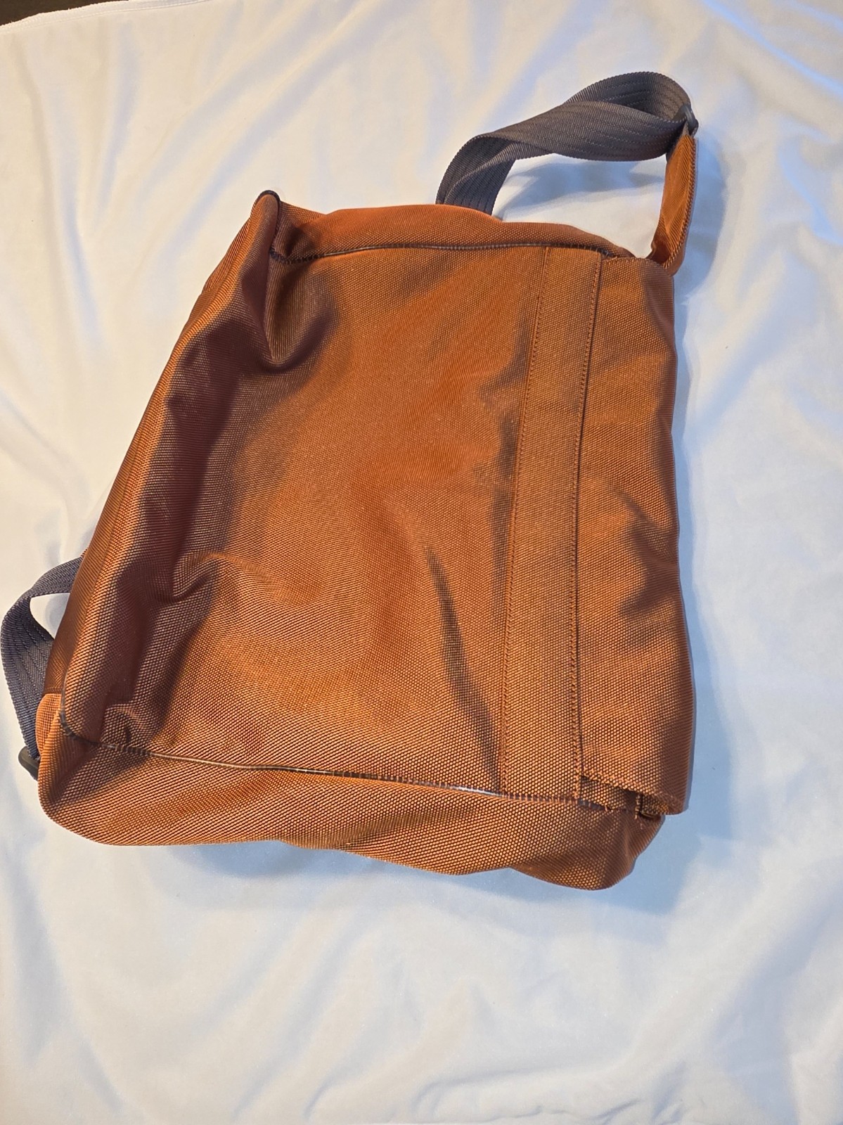 Burnt Orange Laptop Bag Padded Shoulder Strap Hook Loop Flap Closure Messenger