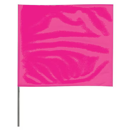 Zoro Select 4518Pg-200 Marking Flag, Vinyl, 18" Wire Staff, Blank, 18" L., 100,