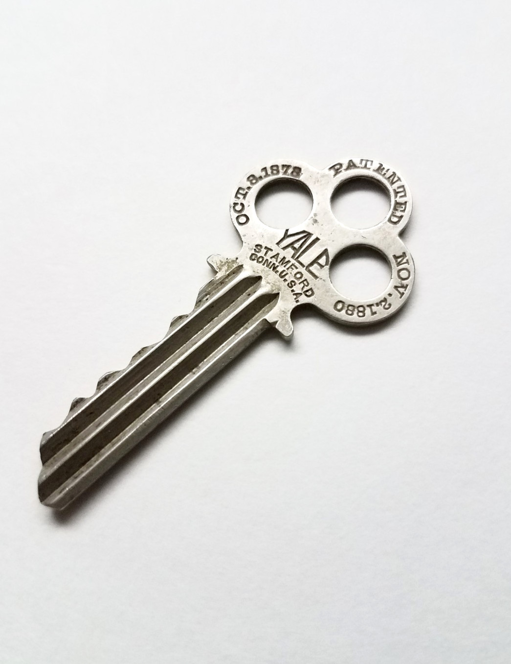 Vtg Antique Steel Corrugated Yale Key 4259 B4259 Patented Nov 2, 1880 4259-B
