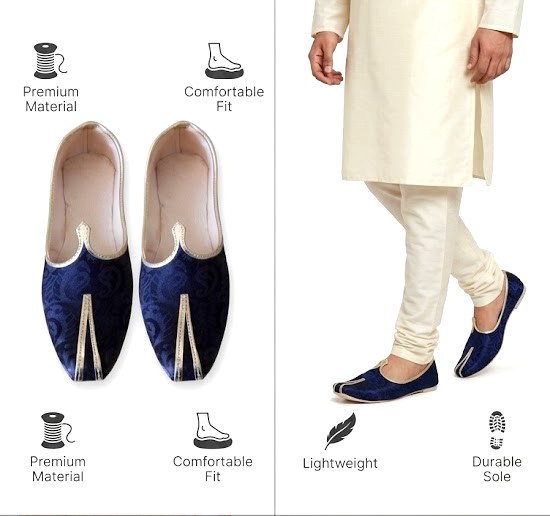 Men Indian Wedding Shoes Leather Handmade Mojaries Khussa Jutties Flats US 6-8