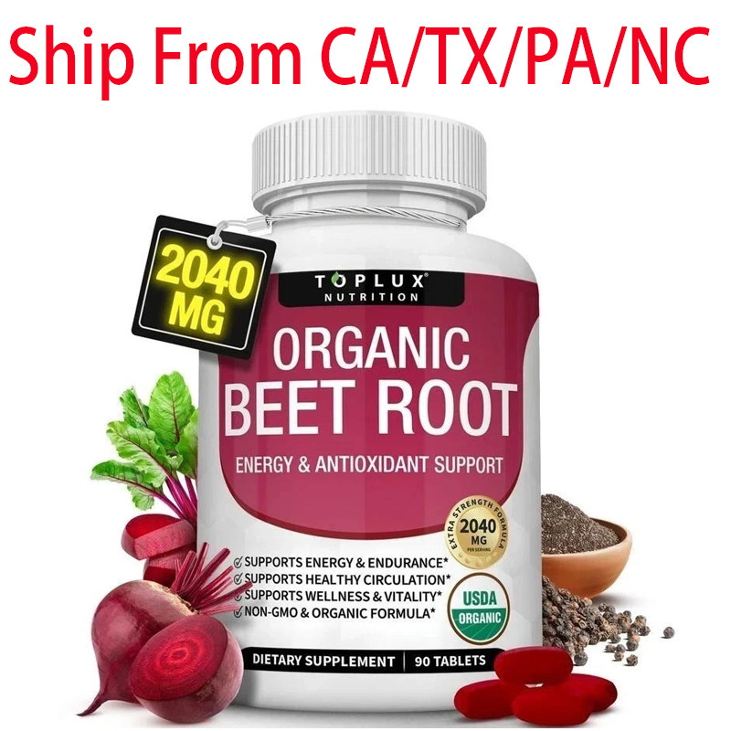 Toplux Organic Beet Root Tablet 2040mg Nitric Oxide Boosting Beetroot Supplement
