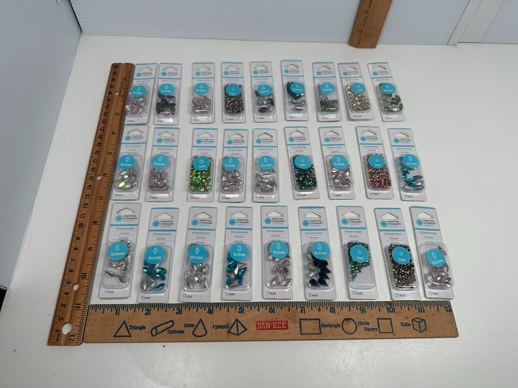 Lot of 27 Mixed Martha Stewart Crafts Rhinestones Sizes Shapes Crafts - ALL NEW