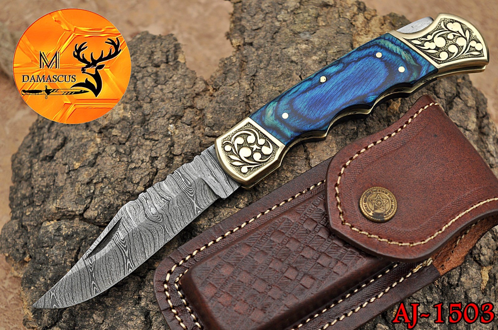CUSTOM HAND MADE FOLDING POCKET KNIFE / HAND FORGED DAMASCUS STEEL BLADE 1503