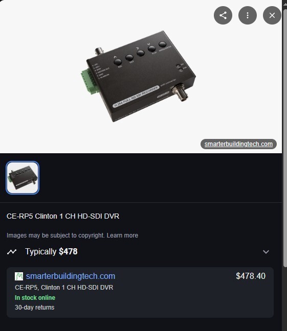 CE-RP5 Clinton 1 CH HD-SDI DVR
