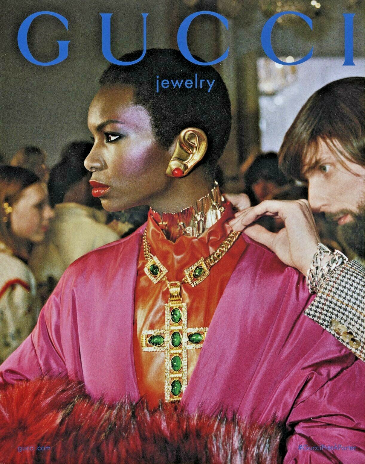 Original Magazine  Page Ad Model Vaquel Tyies for Gucci Jewelry