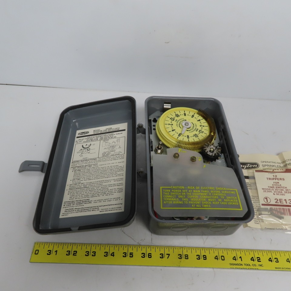 Dayton 2A206 Program Timer Switch Relay W/14 Day Skipper Mechanism 240V 25A 2HP