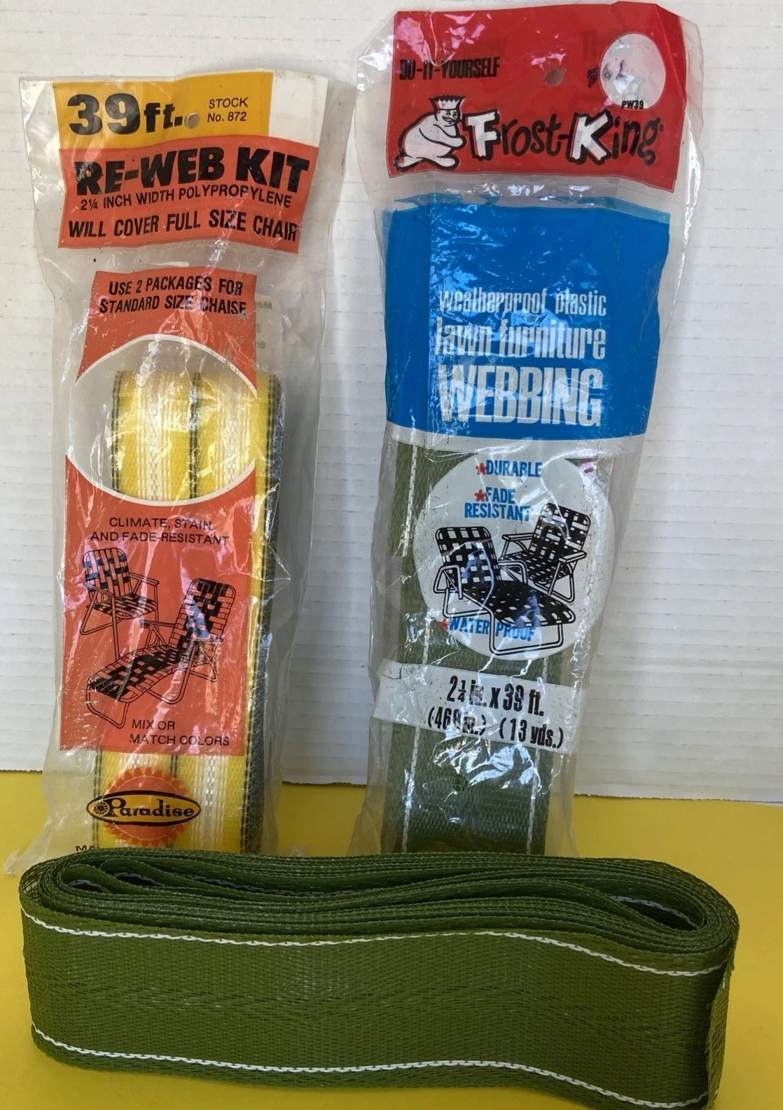 Frost King Lawn Furniture Chair Webbing 2¼”x39' 1 Green 55’ 1 Yellow27’