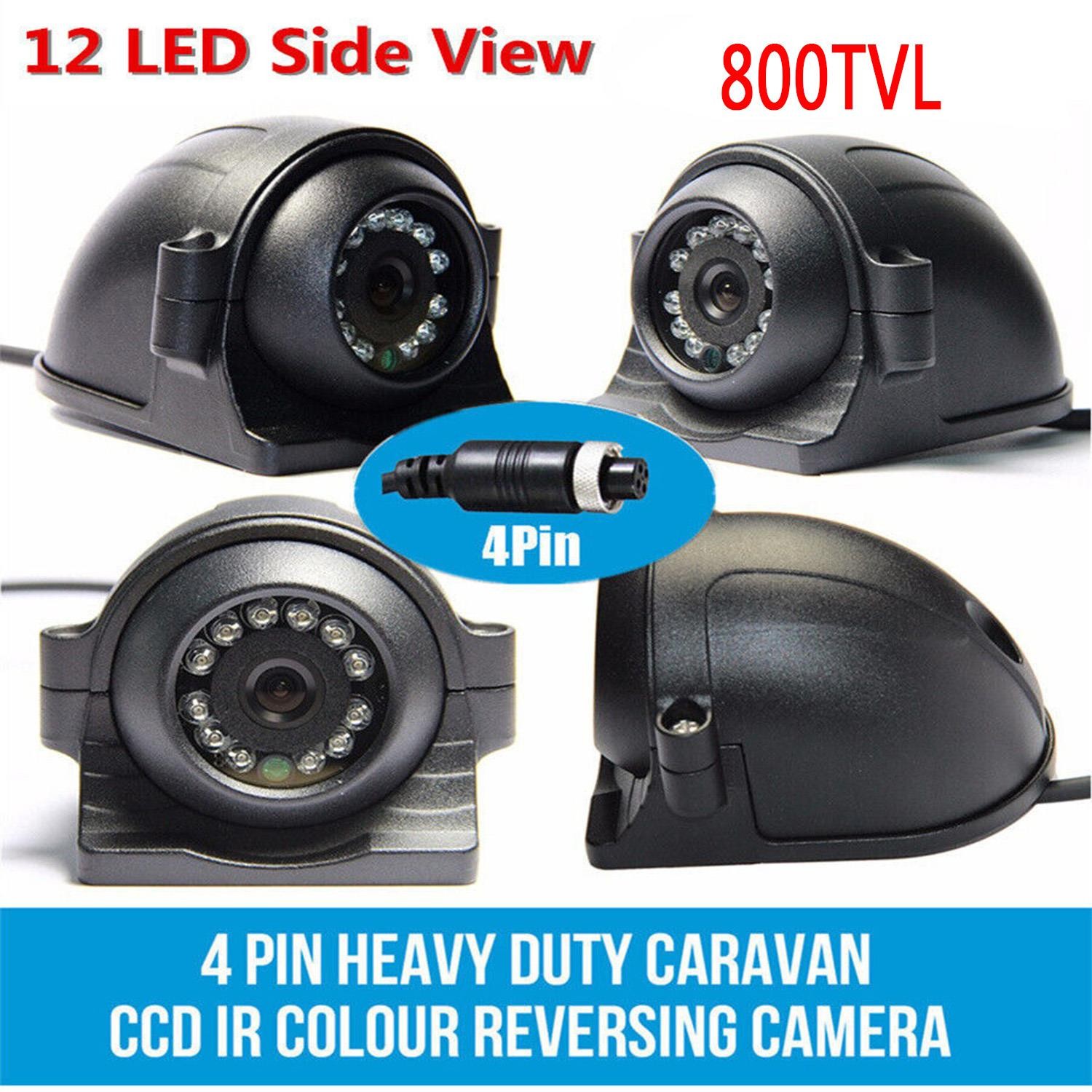 4Pin 12 IR LED CCD 12-24V Car Side View Reverse Backup Camera For RV Truck Bus