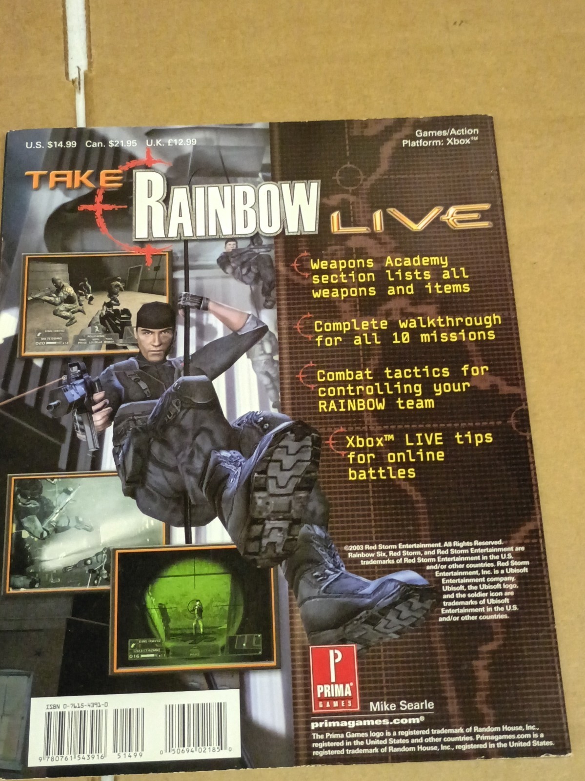 Tom Clancy's Prima's Official Strategy Guide Rainbow Six 3 for Xbox