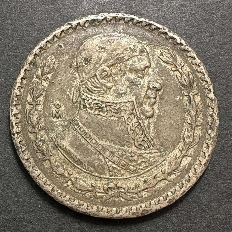 1958 Mexico 1 Peso Jose Maria Morelos .100 Silver Coin Un Peso Plata Tepalcate73