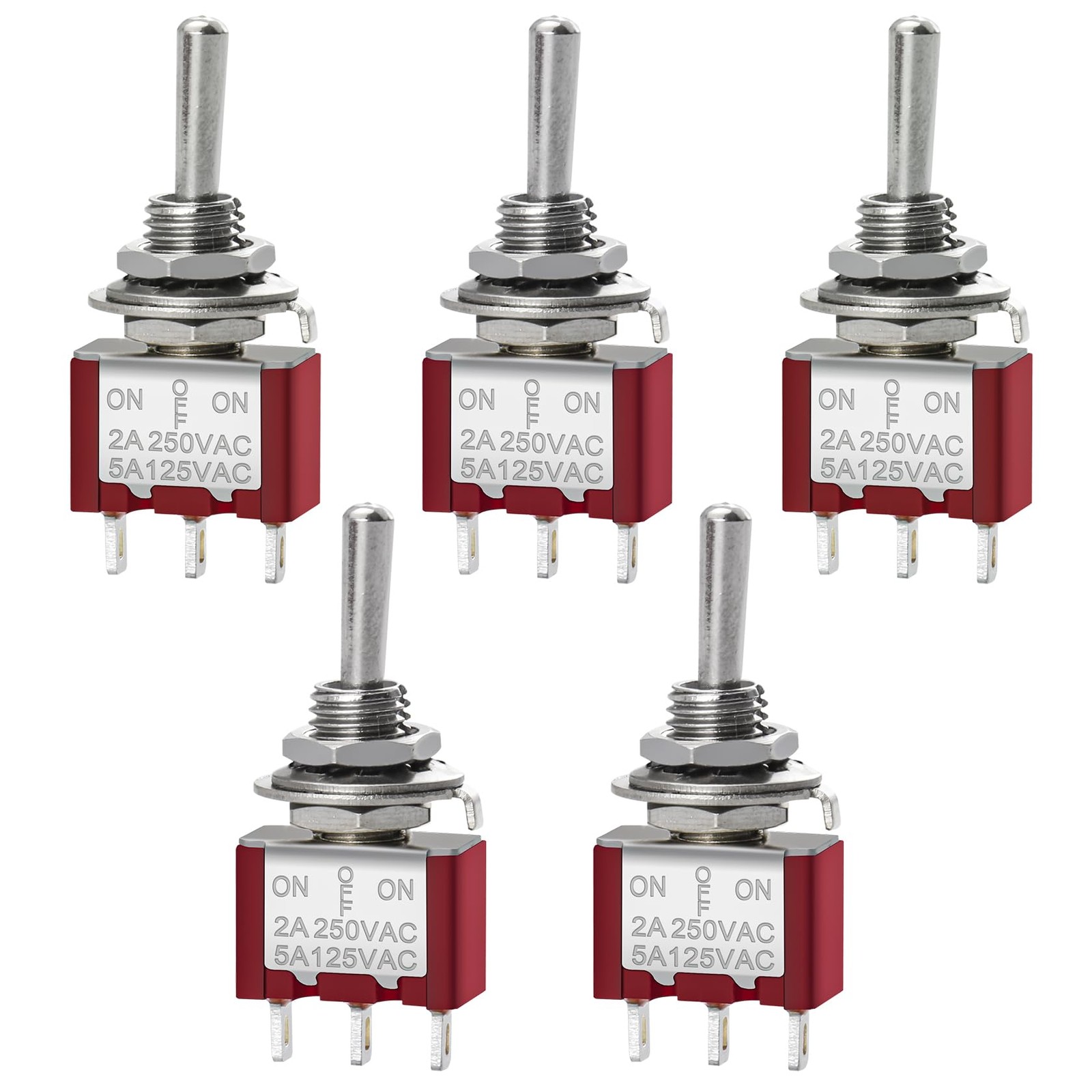 Mini Momentary Kippschalter MTS123 ONOffON SPDT 3Polig 250V 120V 5 PCS