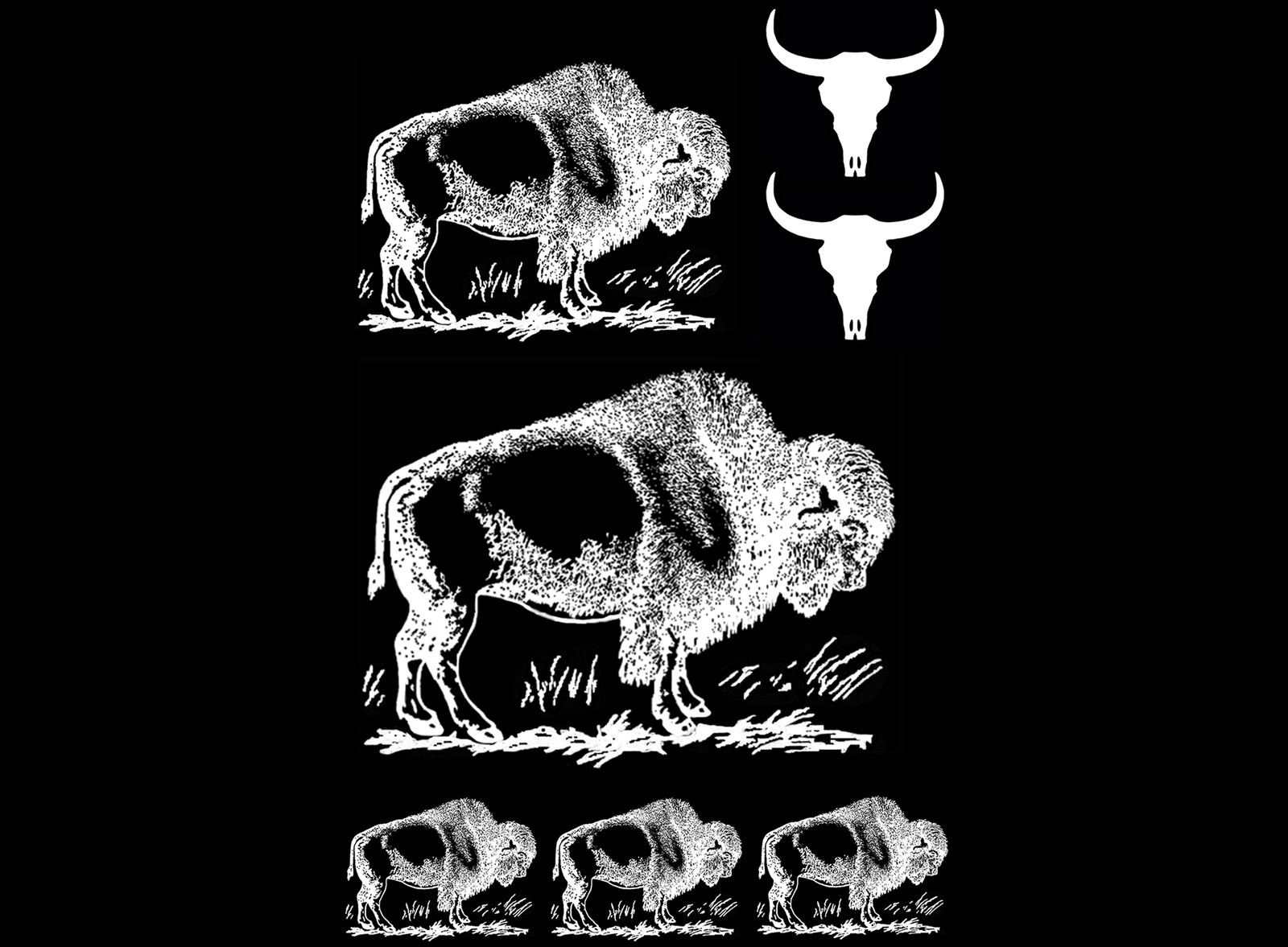 Bison 7 pcs White Fused Glass Decals