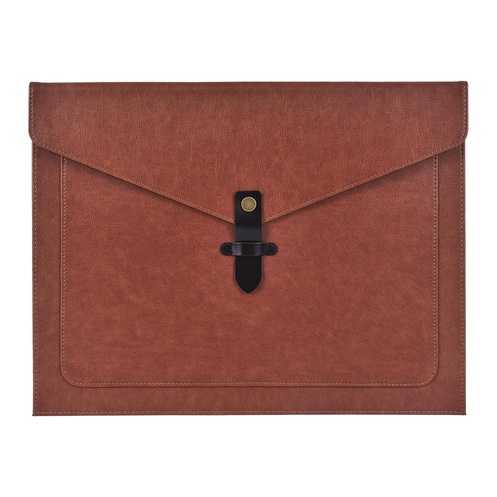 Brown PU Leather File Folder, Snap Closure File Organizer, Important Document...