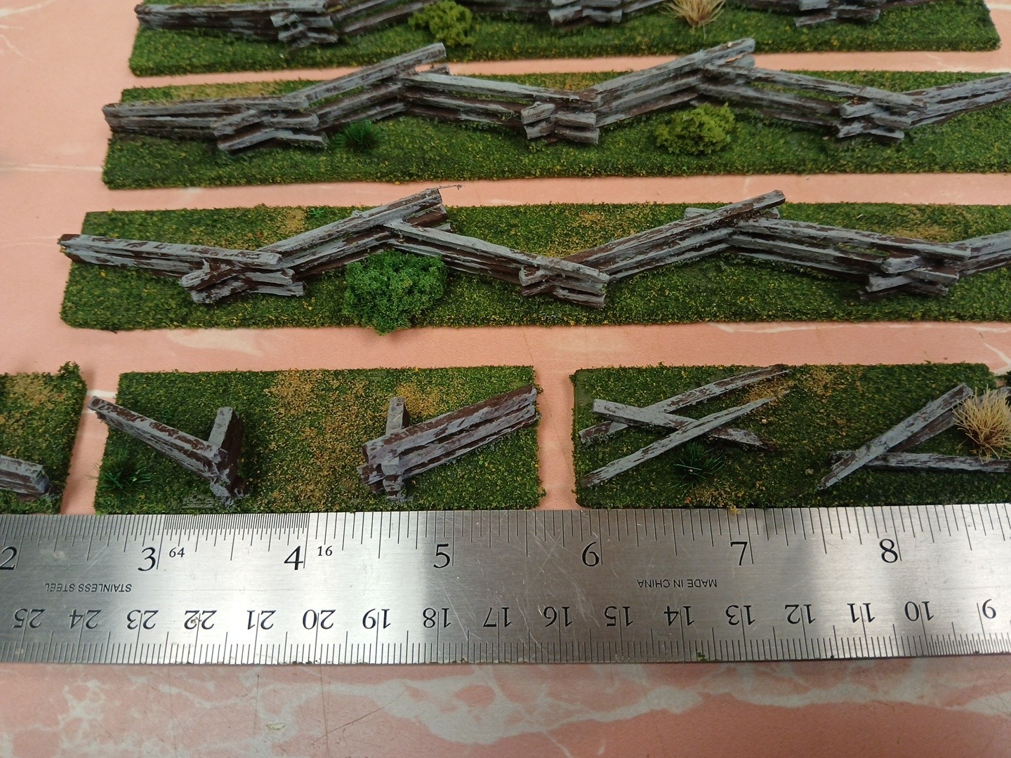 42" based Model Split Rail Zigzag Snake Fence wargaming scenery Terrain 25mm