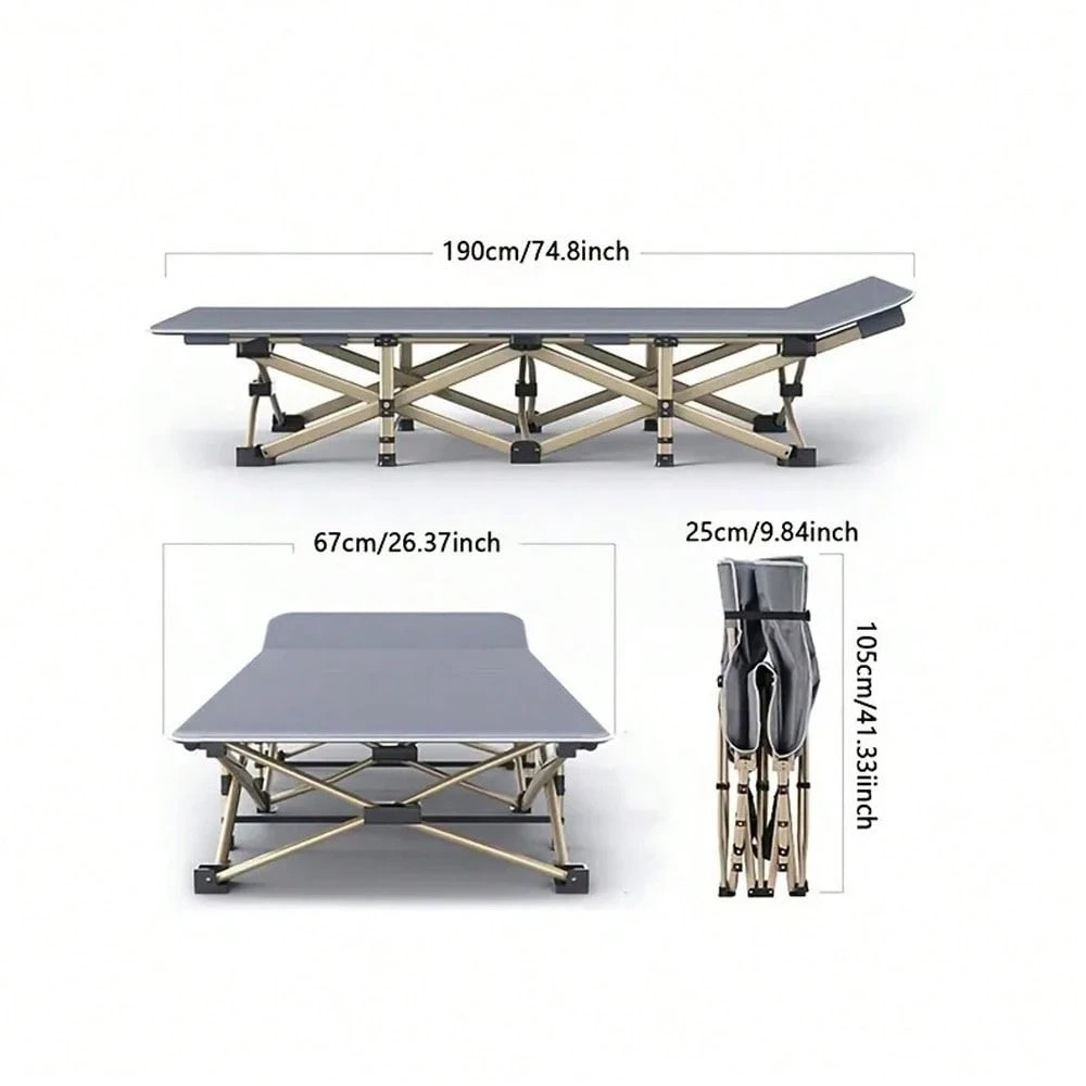 75" Queen Heavy-Duty Folding Bed 10-Leg Portable With Mattress