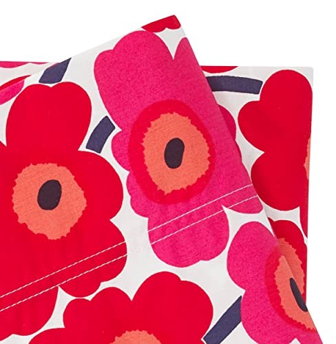 - Pillowcase Set, 100% Soft Cotton Percale Bedding with a Mini Unikko Red