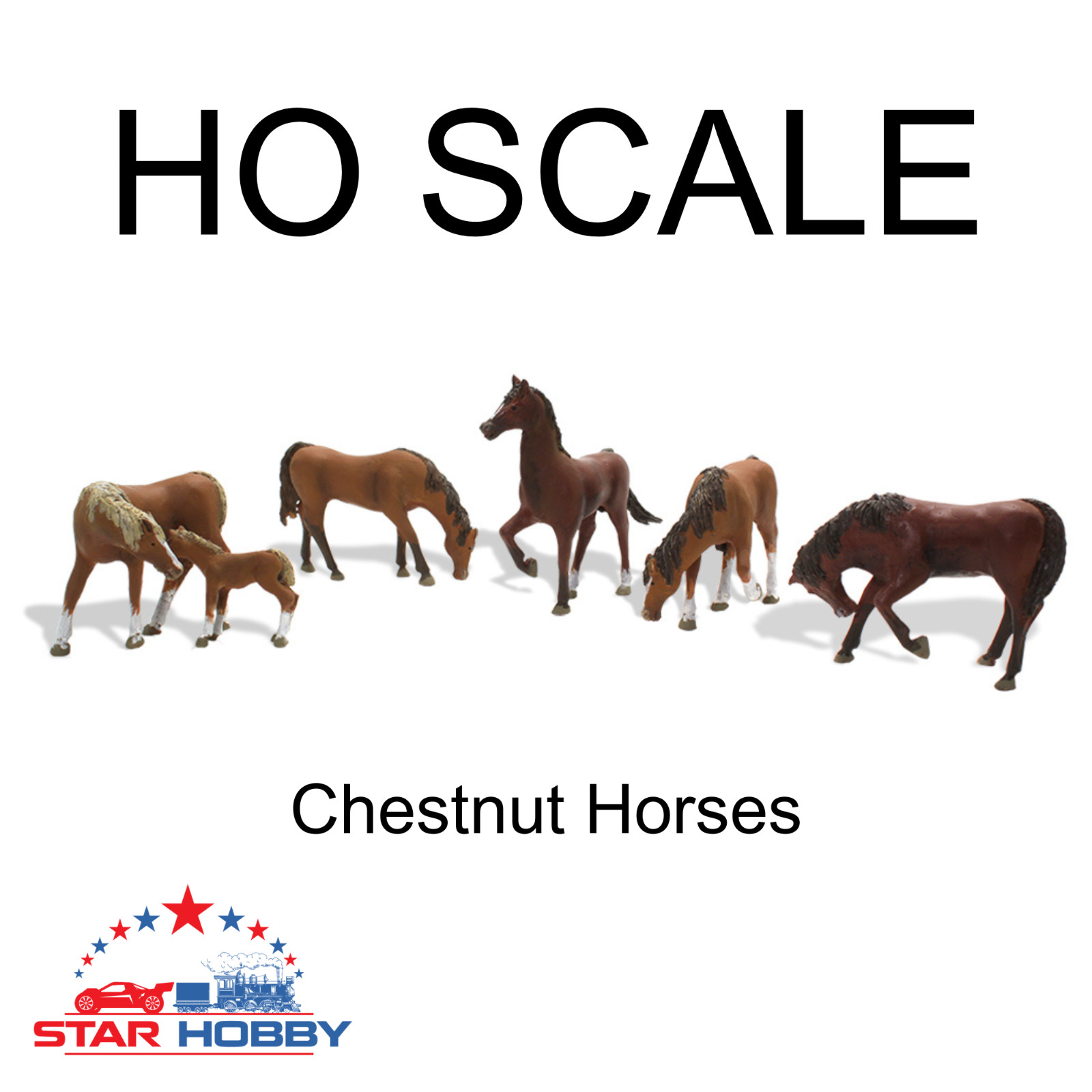 HO Scale Woodland Scenics Accent Figures - Chestnut Horses 1842 A1842