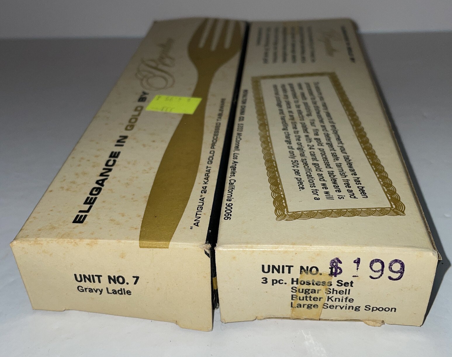 Custom Design Elegance in Gold 7 Pieces Stainless Flatware Silverware Ladle Box