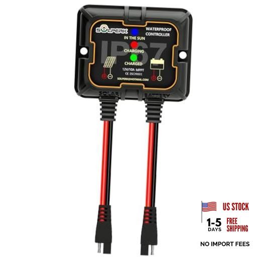 MPPT Solar Charge Controller 10A 12V, Waterproof Intelligent Portable