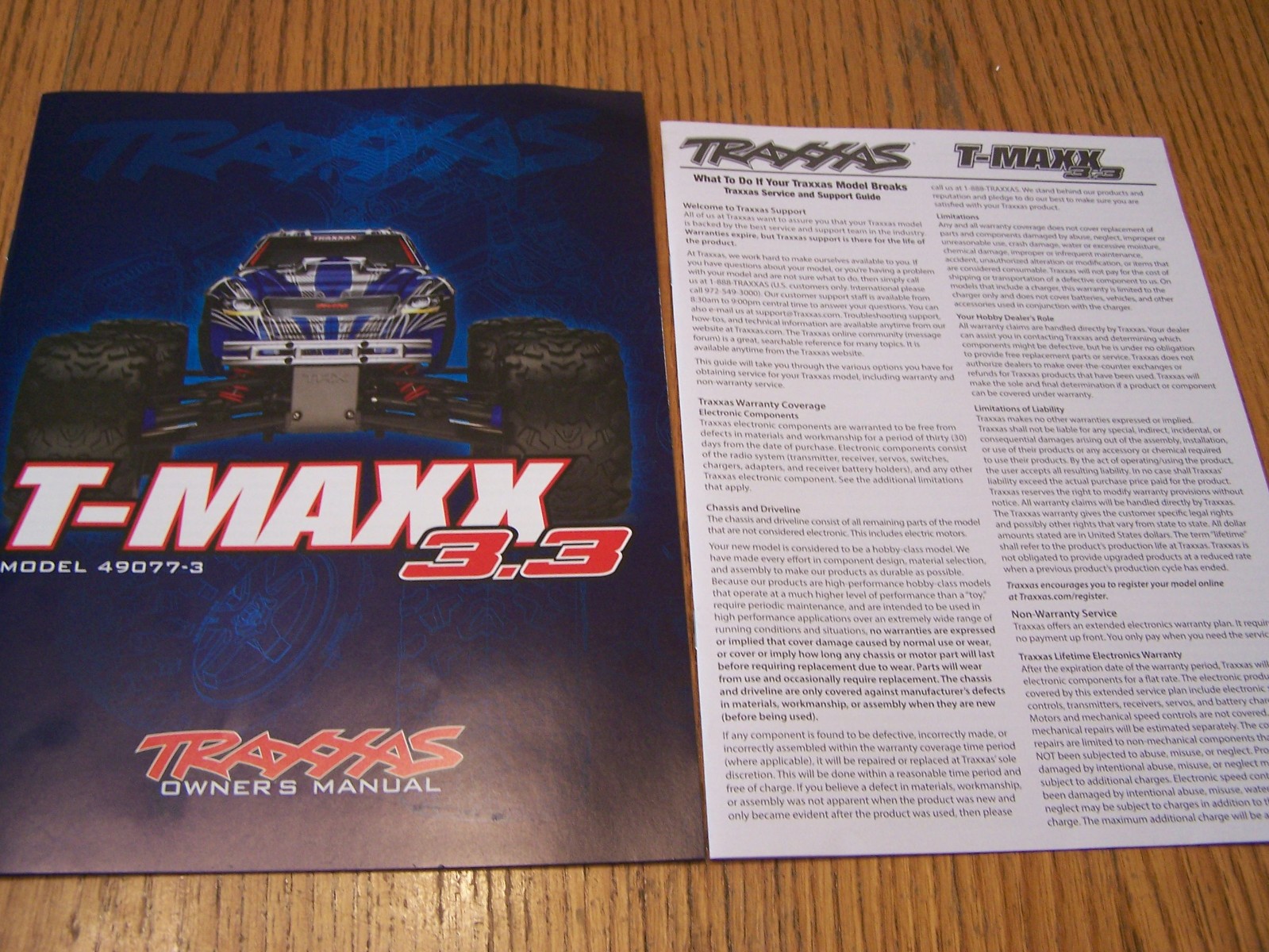 Fits Traxxas 49077-3 T-maxx 3.3 Manual & Parts List Sheet Manuals Tmaxx 4907