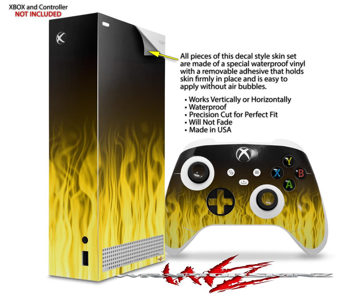 Skin Wrap for XBOX Series S Console Controller Fire Yellow