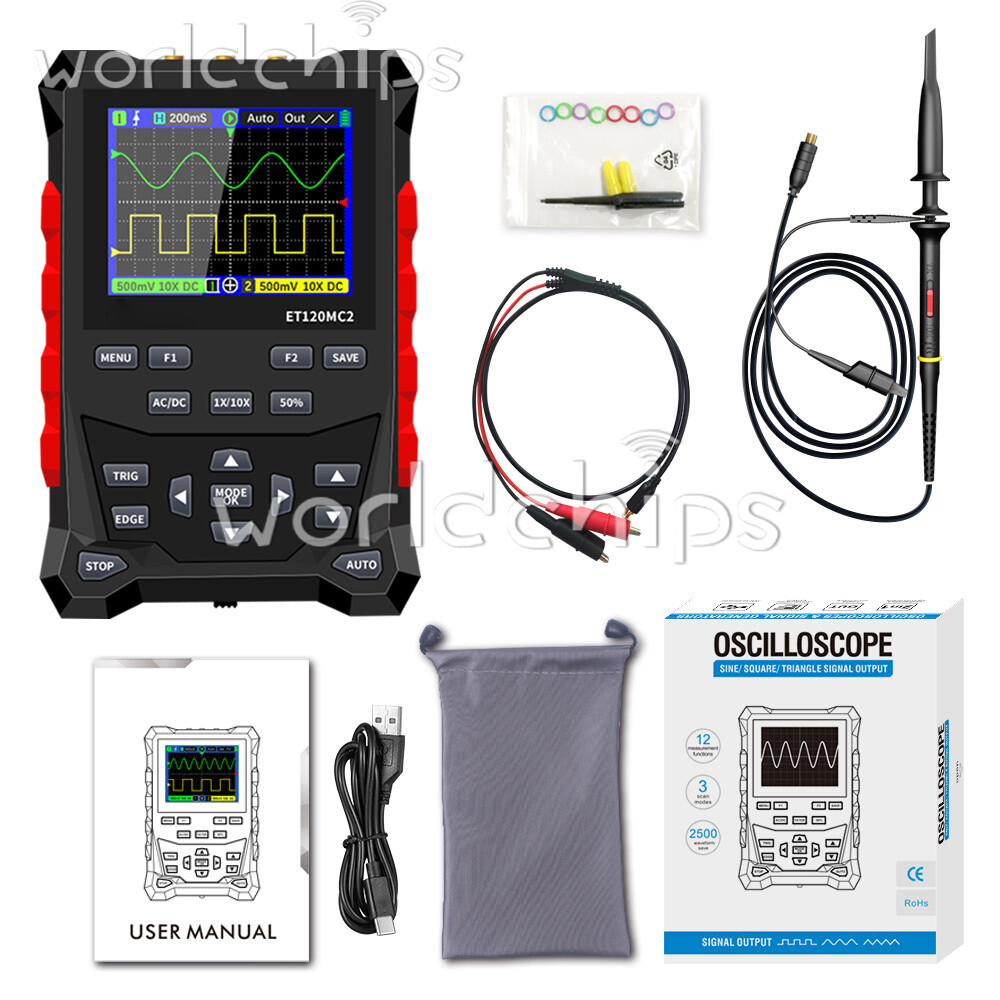 ET120MC2 Handheld Digital Oscilloscope + Signal Generator Single / Dual Channel