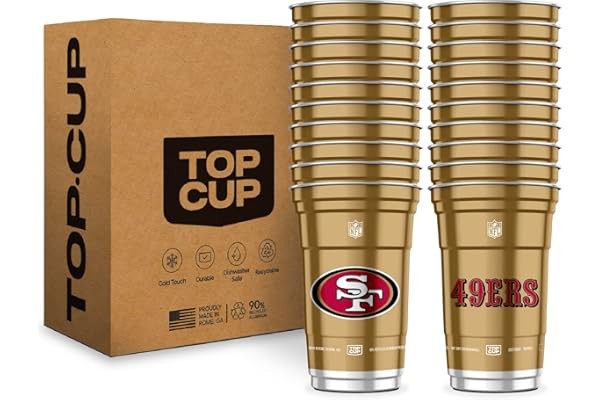 Top Cup NFL San Francisco 49ers 20 oz Reusable Aluminum Cups 20 Count | Official
