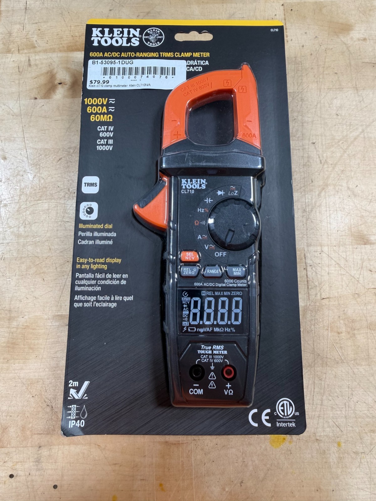 KLEIN TOOLS CL710 600A AC/DC AUTO-RANGING DIGITAL CLAMP METER NEW