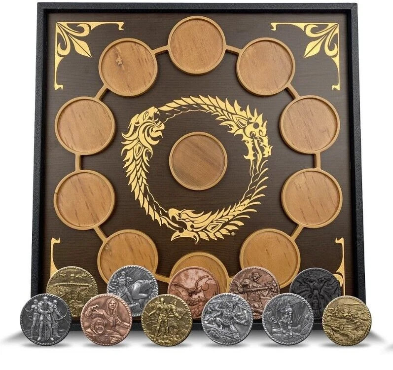 The Elder Scrolls Online Commemorative Coin Set Framed Display Case ESO NEW