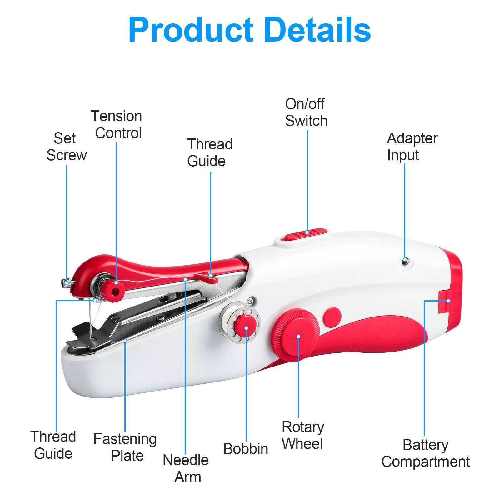 Lightweight Portable Mini Compact Handheld Sewing Machine Travel Home Tool