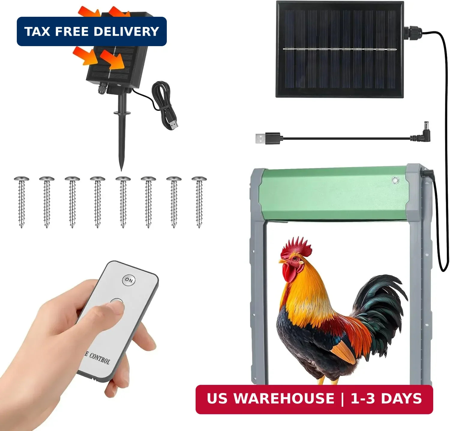 Solar-Powered Automatic Chicken Coop Door with Timer, Light Sensor & Remote Cont