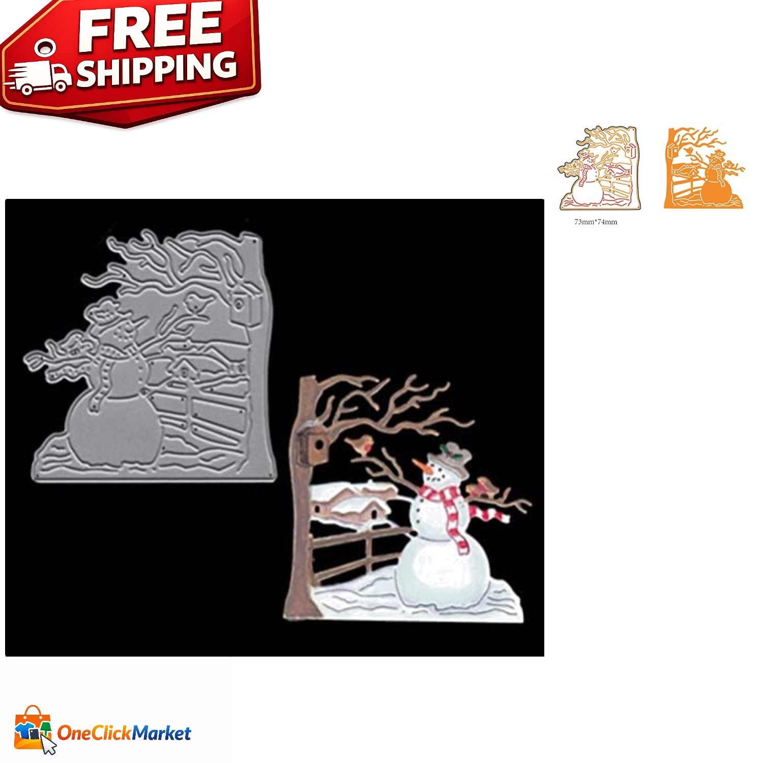 Intricate Carbon Steel Cutting Dies - Christmas Snowman for Creative Projects